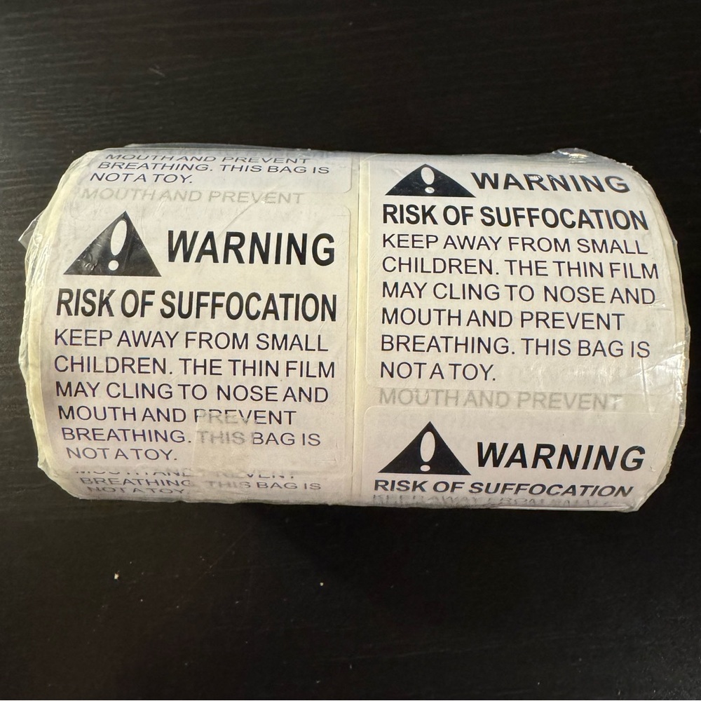 Risk of Suffocation Warning Labels‎ 2 Pack